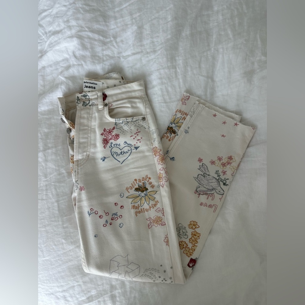 Reformation straight let high waist off-white, design drawing Jeans